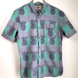 Vans Pineapple Print Short Sleeve Button Up Shirt | Medium